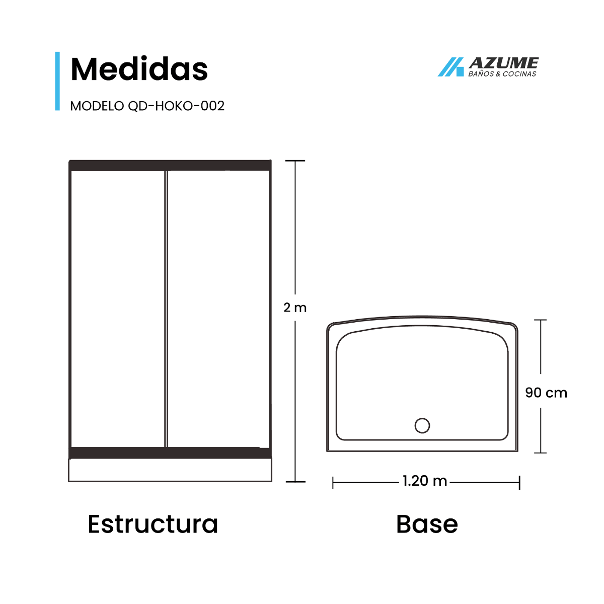 Cabina Quarella Negro Mate Ducha completa – QD-HOKO-002