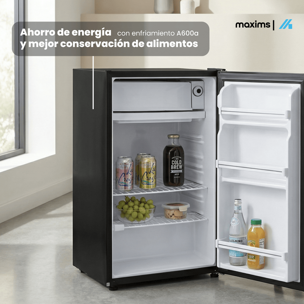 Frigobar Maxims 92 Litros Negro 83 cm – MX-BC-98-B