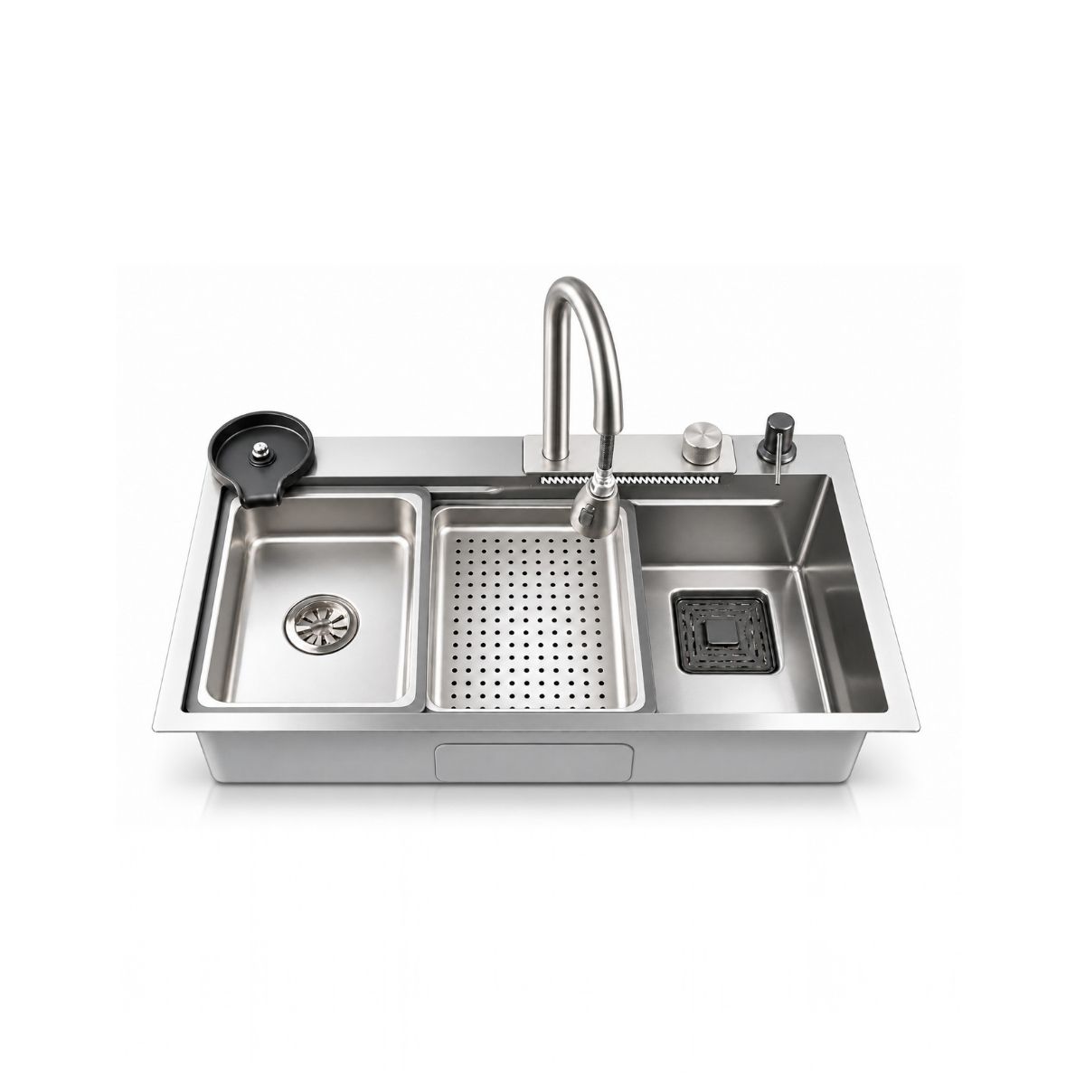 Tarja de Cocina Maxims T7546 Acero Inoxidable Submontar 75 cm con Monomando y Accesorios – MX-T7546-KIT-SATIN