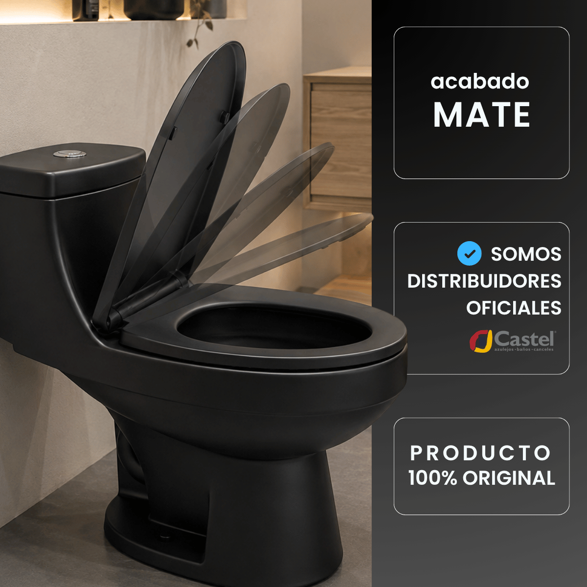 Alternative view of Asiento para Sanitario Castel Zeus Negro Mate Cierre Lento – CA-ASIENTO ZEUS BK
