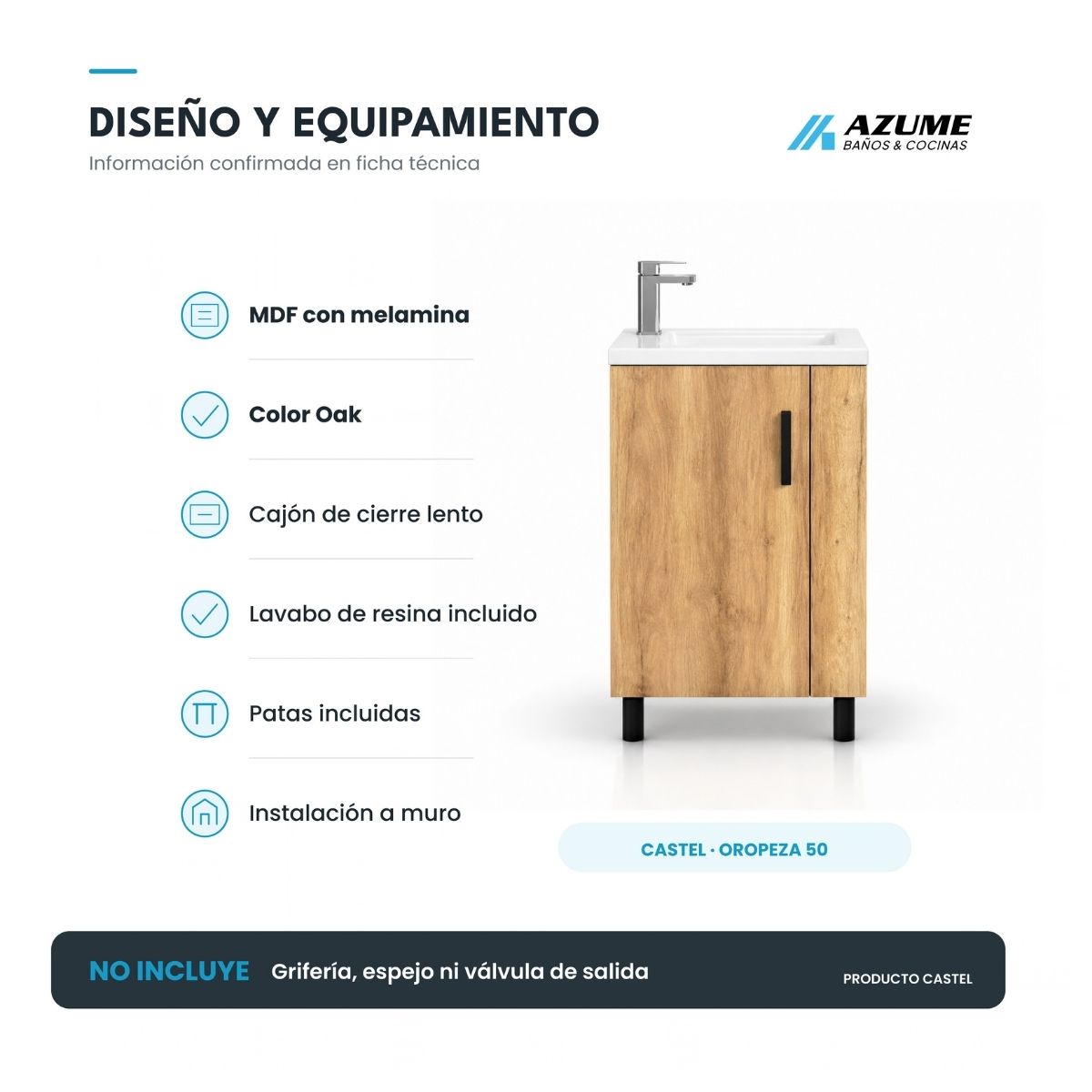 Alternative view of Mueble para Baño Castel Oropeza 50 cm – CA-OROPEZA 50