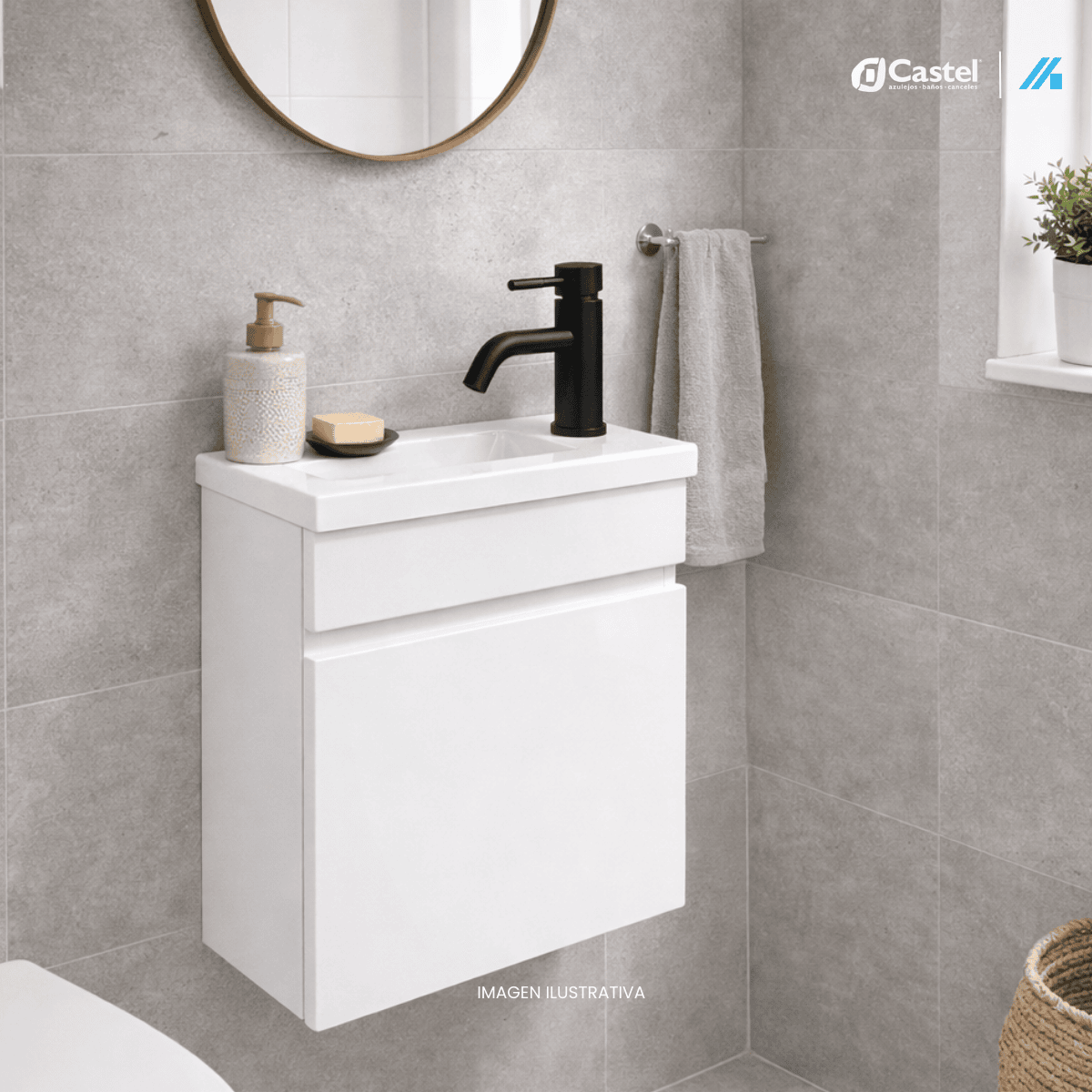 Alternative view of Gabinete Para Baño Castel 40 Cm Monomando y Contra- CA-KIT GALICIA BLANCO