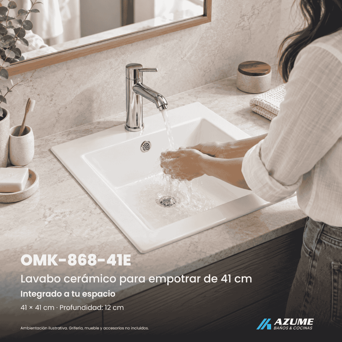 Cubierta Cerámica para Mueble de Baño Empotrable Blanco 40 cm – LU-OMK-868-41E Cubierta Cerámica para Mueble de Baño Empotrable Blanco 40 cm – LU-OMK-868-41E