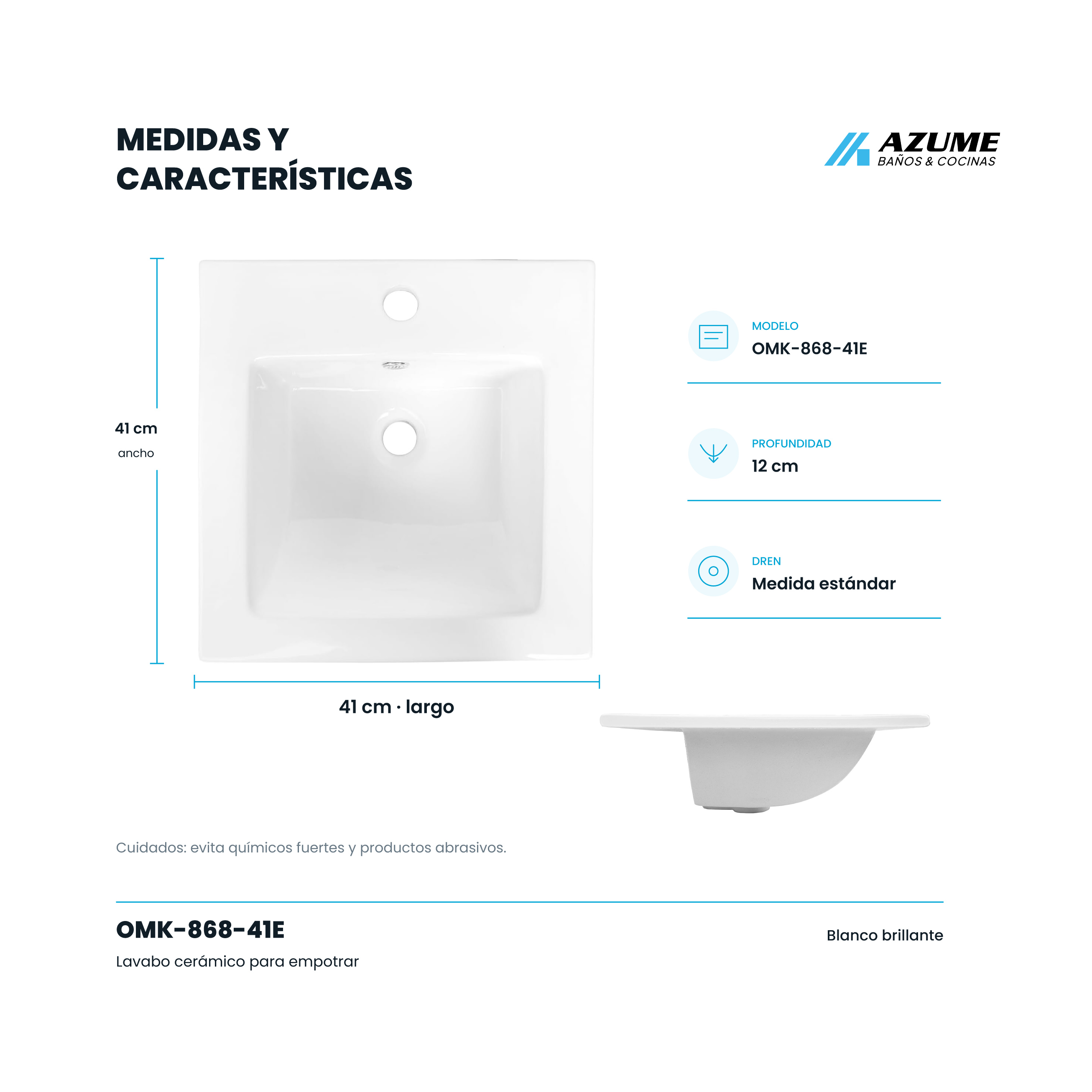 Alternative view of Cubierta Cerámica para Mueble de Baño Empotrable Blanco 40 cm – LU-OMK-868-41E