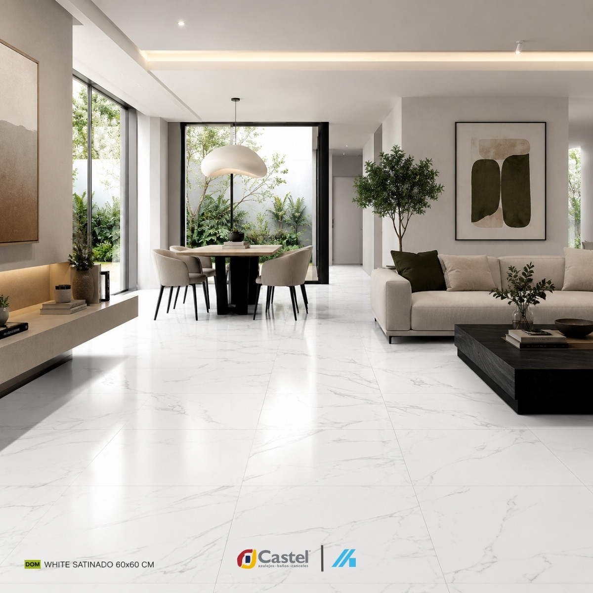 Alternative view of Piso Porcelanico Castel Dom White 60x60 Caja 5 Pza - CA-DOM WHITE BRILLO