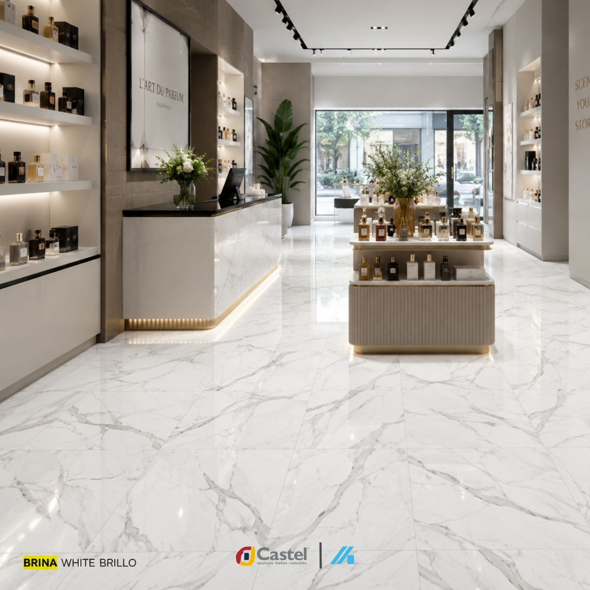 Alternative view of Piso Porcelanico Castel Brina 60x60 Caja 5 pza - CA-BRINA 66 WHITE BRILLO