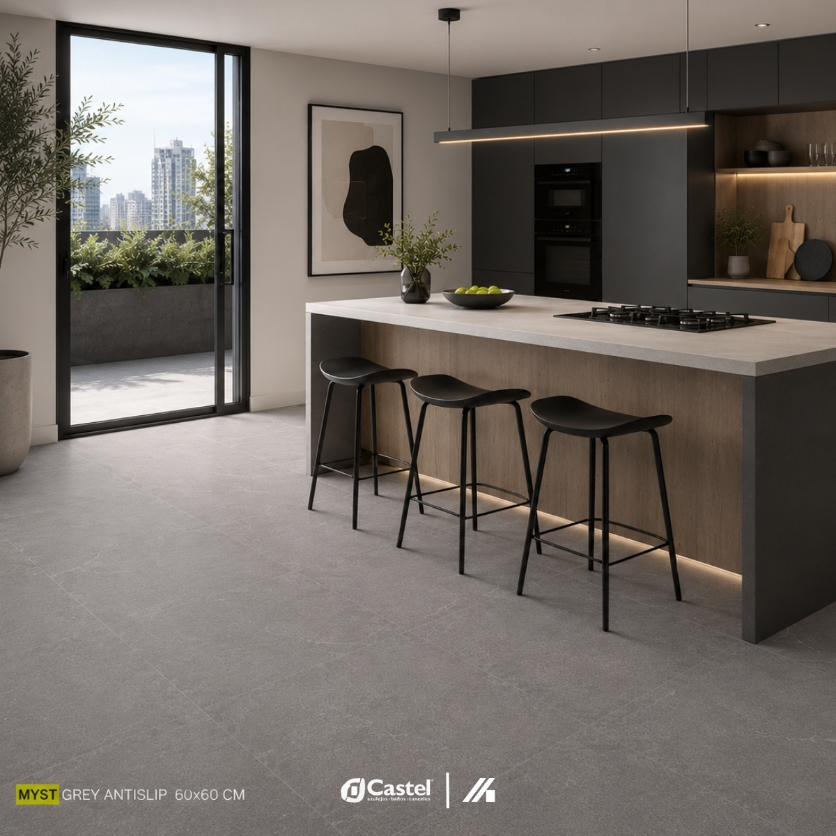 Alternative view of Piso Porcelanico Castel Myst 60x60 Caja de 5 pza - CA-MYST 66 GRAY
