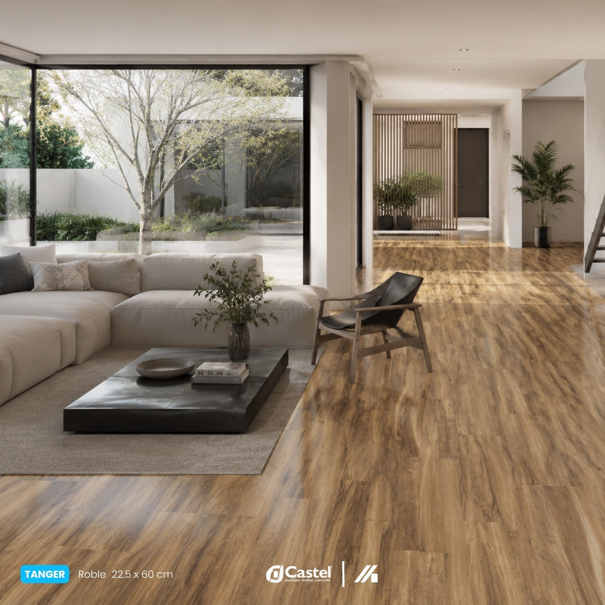 Alternative view of Piso porcelanico Castel 22.5 ×120 Tanger Roble Caja 14 pza – CA-TANGER26ROBLE