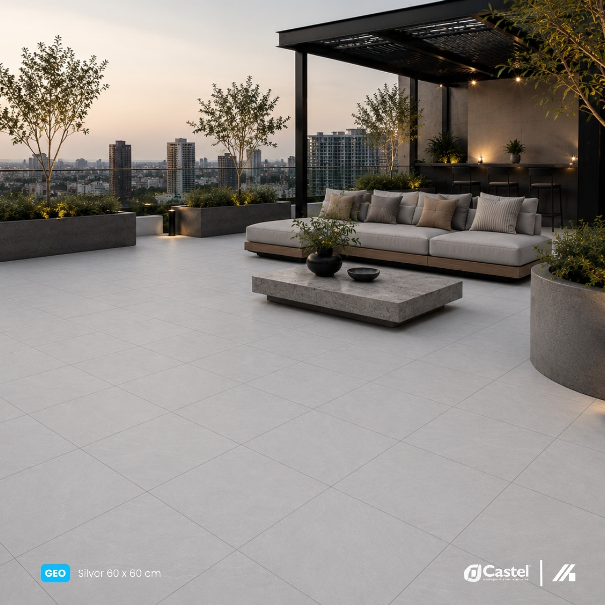 Alternative view of Piso Porcelanico Caste Geo Silver 60×60 Caja 5 Pza – CA-GEO 66 SILVER