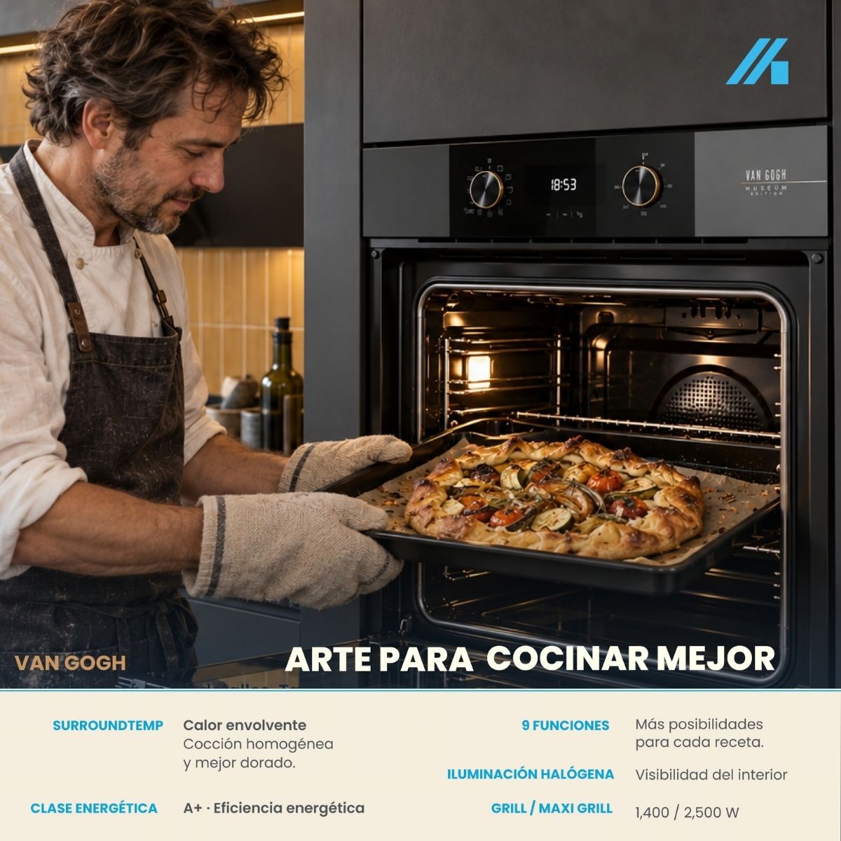 Alternative view of Horno Eléctrico Empotrable Teka Maestro HLB 84 Van Gogh 60 cm Cristal Negro – TK-111000098