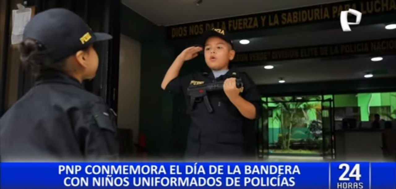 Día de la Bandera: niños celebraron esta fecha vestidos de policía