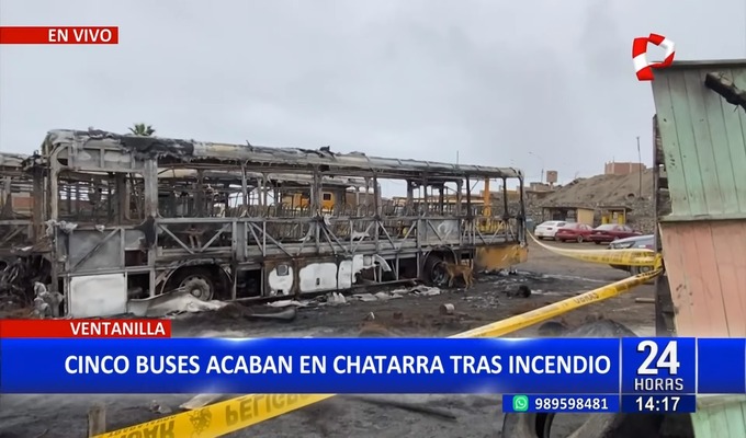 Ventanilla: cinco buses de transporte público acaban en chatarra tras incendio