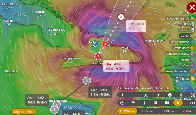 Huracán Melissa golpea Cuba con categoría 3: siga su trayectoria aquí