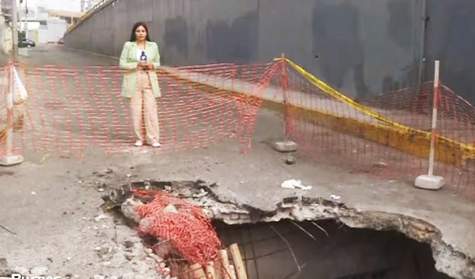 De terror: Enorme forado aparece a puente en la avenida Brasil en Magdalena