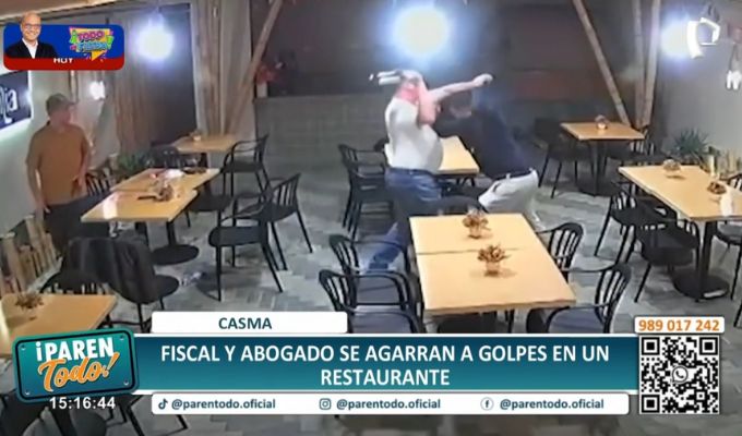A golpes y botellazos: Abogado y fiscal pelean dentro de un restaurante en Casma