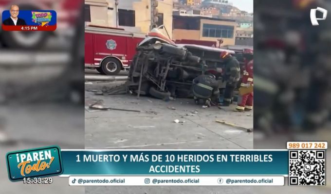 VMT: Un muerto y más de 15 heridos tras choque de combi contra poste