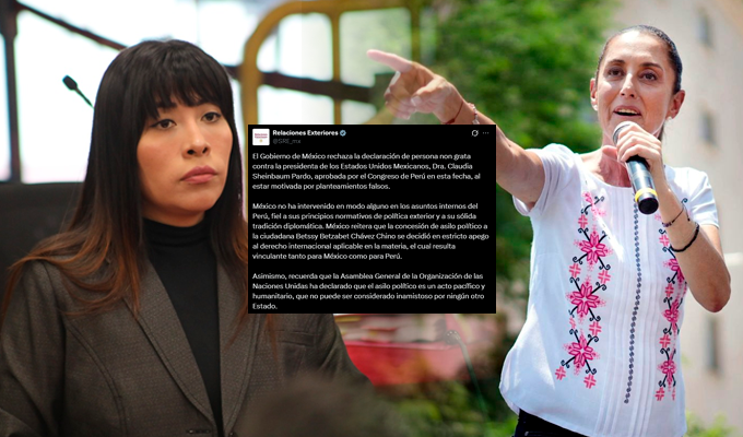 México rechaza decisión del Congreso peruano contra Claudia Sheinbaum