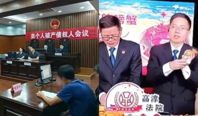 Jueces chinos se vuelven virales al vender cangrejos en vivo para ayudar a familia endeudada