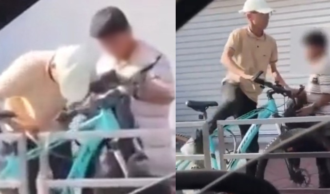 A plena luz del día: sujetos roban bicicleta estacionada afuera de centro comercial de Surquillo