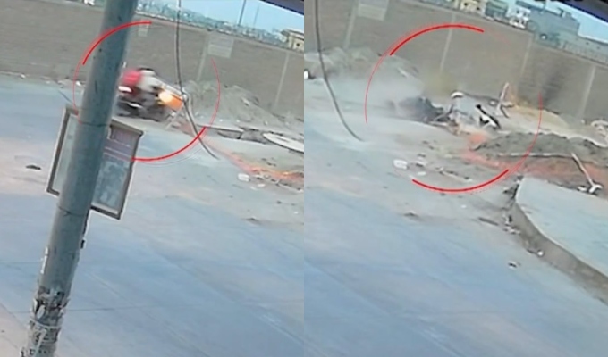 Hombres en moto caen a forado por obras de Sedapal en VES: vecinos denuncian más accidentes