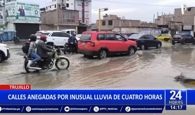 Trujillo amanece bajo el agua: Calles anegadas tras inusual lluvia de 4 horas