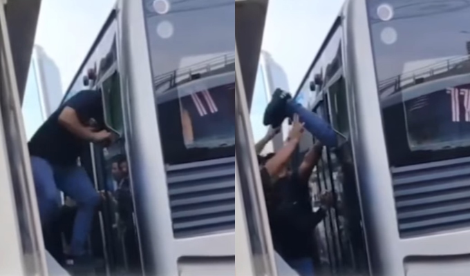 Captan a pasajeros del Metropolitano entrando por las ventanas del bus