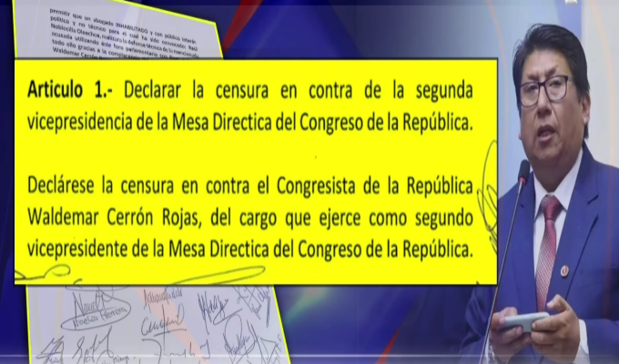 Congreso: Fuerza Popular promueve moción de censura contra Waldemar Cerrón