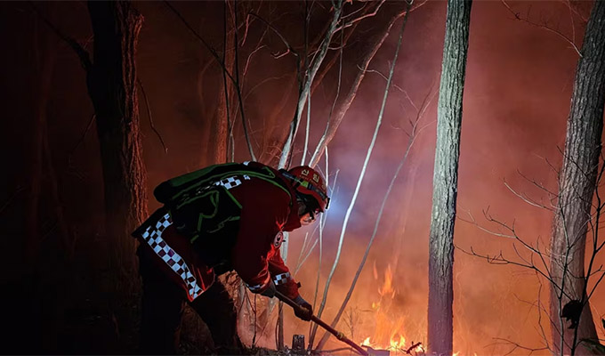 Corea del Sur: cientos de bomberos tratan de sofocar incendio forestal que avanza a zonas residenciales