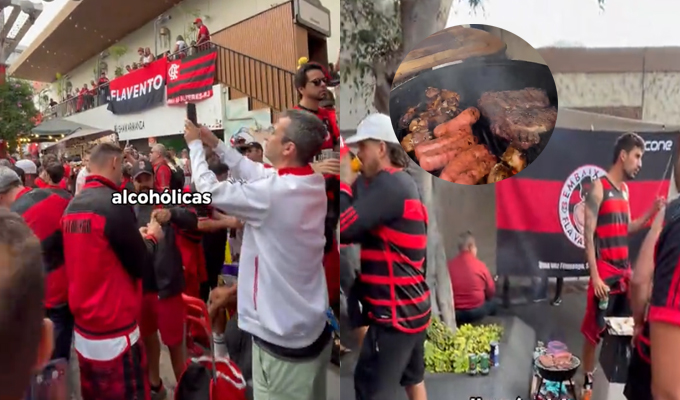 Hinchas de Flamengo improvisan parrilla y beben licor en pleno corazón de Miraflores