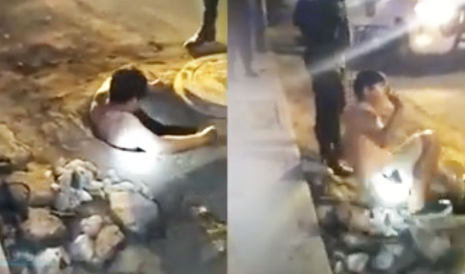 Delincuente se esconde al interior de buzón de telefonía para evitar ser capturado en Chiclayo