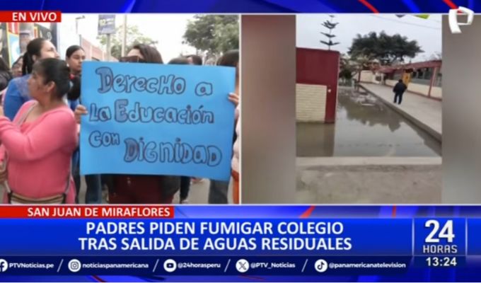 SJM: Padres de familia exigen fumigación de colegio tras colapso de desagüe