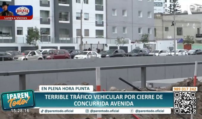 Caos vehicular en Miraflores tras cierre de un carril de la av. Paseo de la República