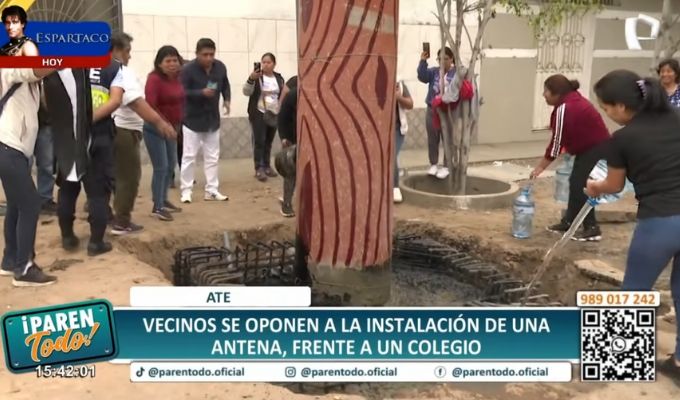 Ate: Vecinos se oponen a construcción de antena de telefonía cerca a colegio