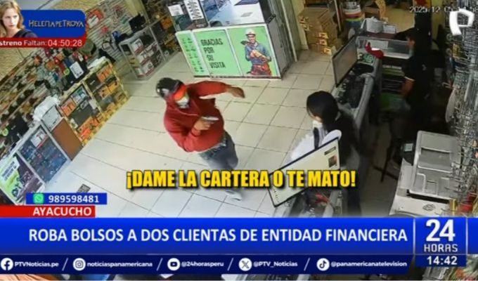 Ayacucho: Delincuente roba bolsos a mujeres que habían retirado dinero