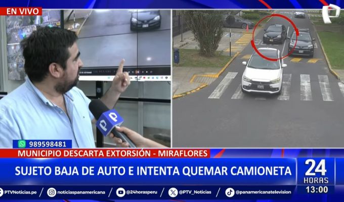 Miraflores: Sujeto baja de auto y prende fuego a camioneta