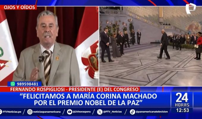 Rospigliosi felicita a María Corina Machado por el Nobel de la Paz: "Una persona que defiende la democracia"