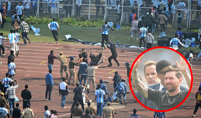 Caos por Messi en la India: aficionados indignados lanzan sillas y botellas por visita de pocos minutos