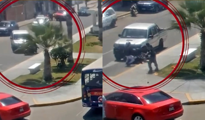 Trujillo: conductor embiste a delincuentes que huían en moto tras robar S/50 mil