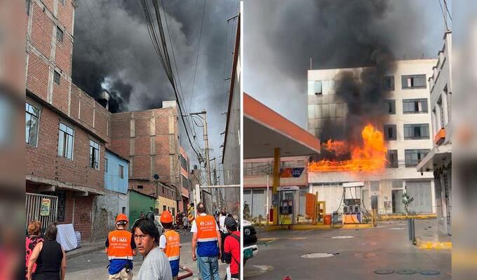 Incendio en el Rímac: Fuego código 4 consume almacén de plásticos cerca de un grifo