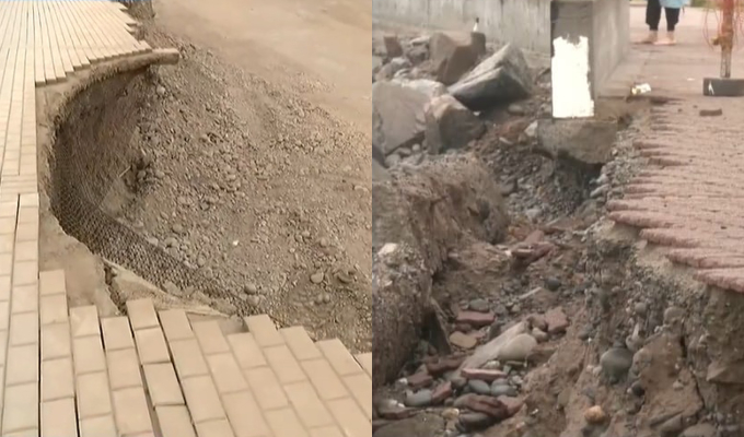 Reportan desprendimientos en playas Los Delfines y Tres Picos en la Costa Verde