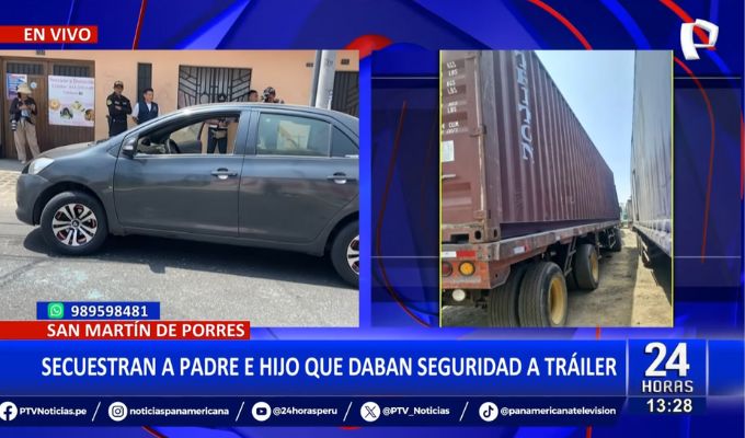 SMP: Secuestran a padre e hijo que resguardaban tráiler lleno de mercadería