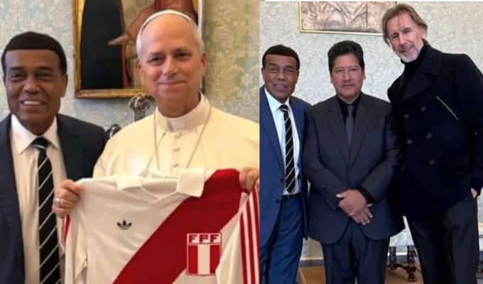 "Nene" Cubillas, Gareca y Oviedo visitaron al Papa León XIV