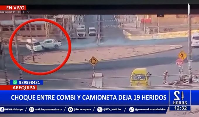 Arequipa: Choque entre combi y camioneta en el Óvalo Apipa deja 19 heridos