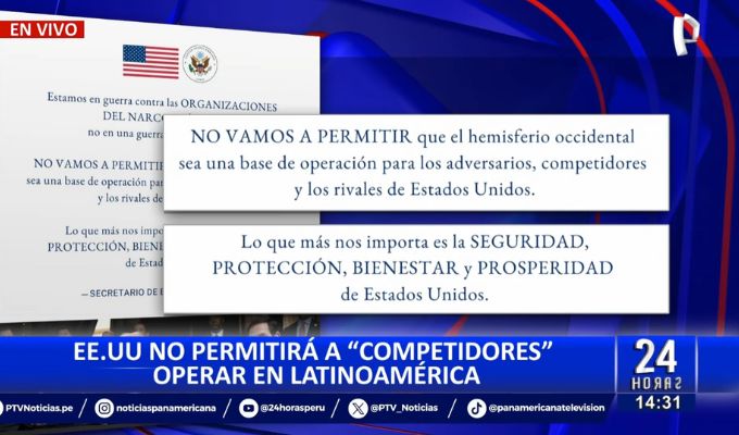 EE.UU. afirma que no permitirá "que el hemisferio occidental sea base de operación para adversarios"