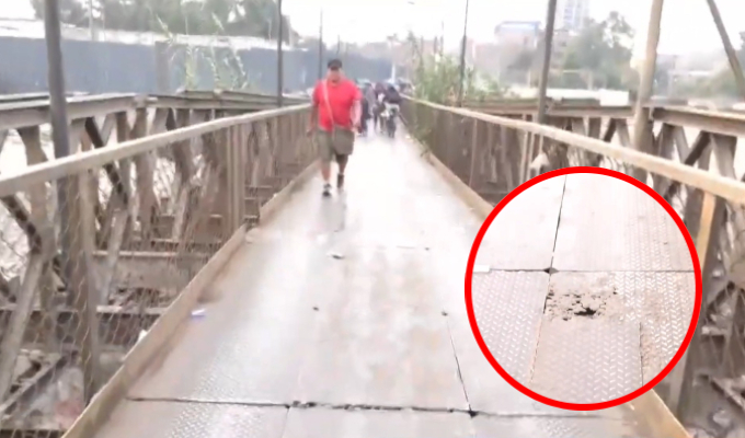 Puente San Roque con grave deterioro: tiene planchas metálicas con huecos y oxidadas