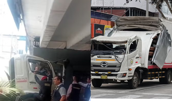Accidente en avenida Brasil: camión impacta contra puente y deja dos heridos