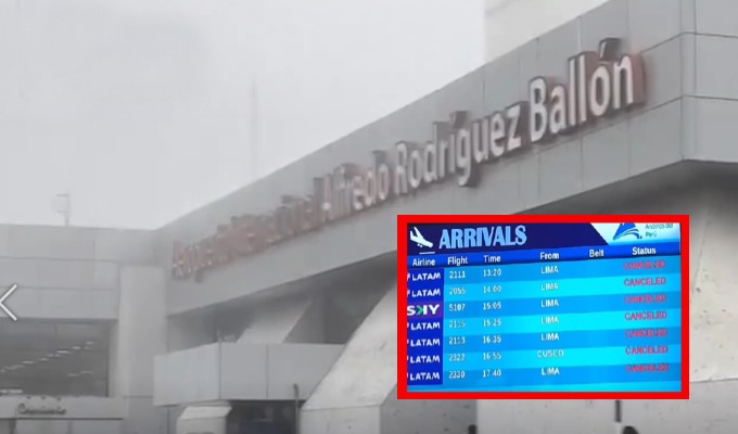 Se restablecen los vuelos en el aeropuerto Rodríguez Ballón tras cancelaciones por lluvias
