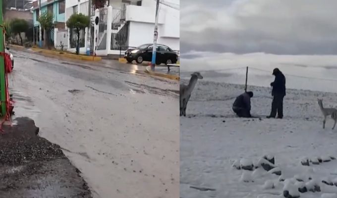 Arequipa: Al menos 50 viviendas inundadas por intensas lluvias y nevada