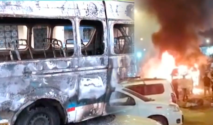 Combi queda reducida a cenizas tras atentado en el Callao