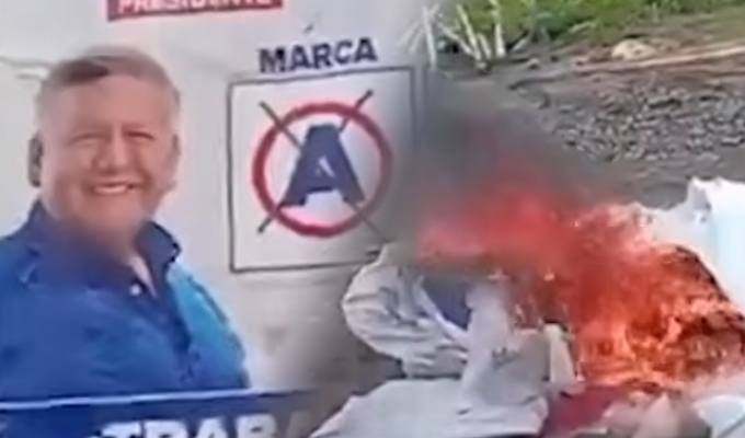 Jaén: pobladores incendian cartel de César Acuña y Edhit Julón